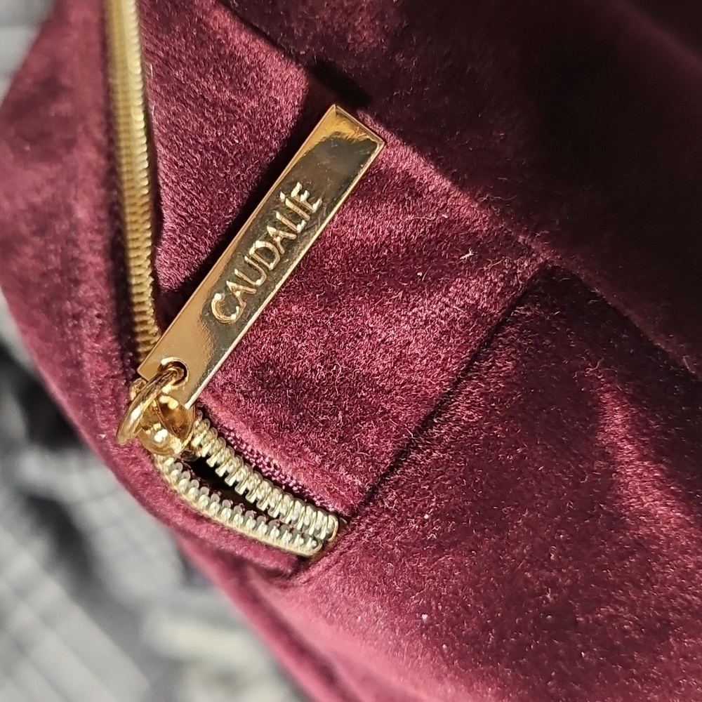 Caudalie NWOT Burgundy Velvet Cosmetic Bag - Picture 2 of 6